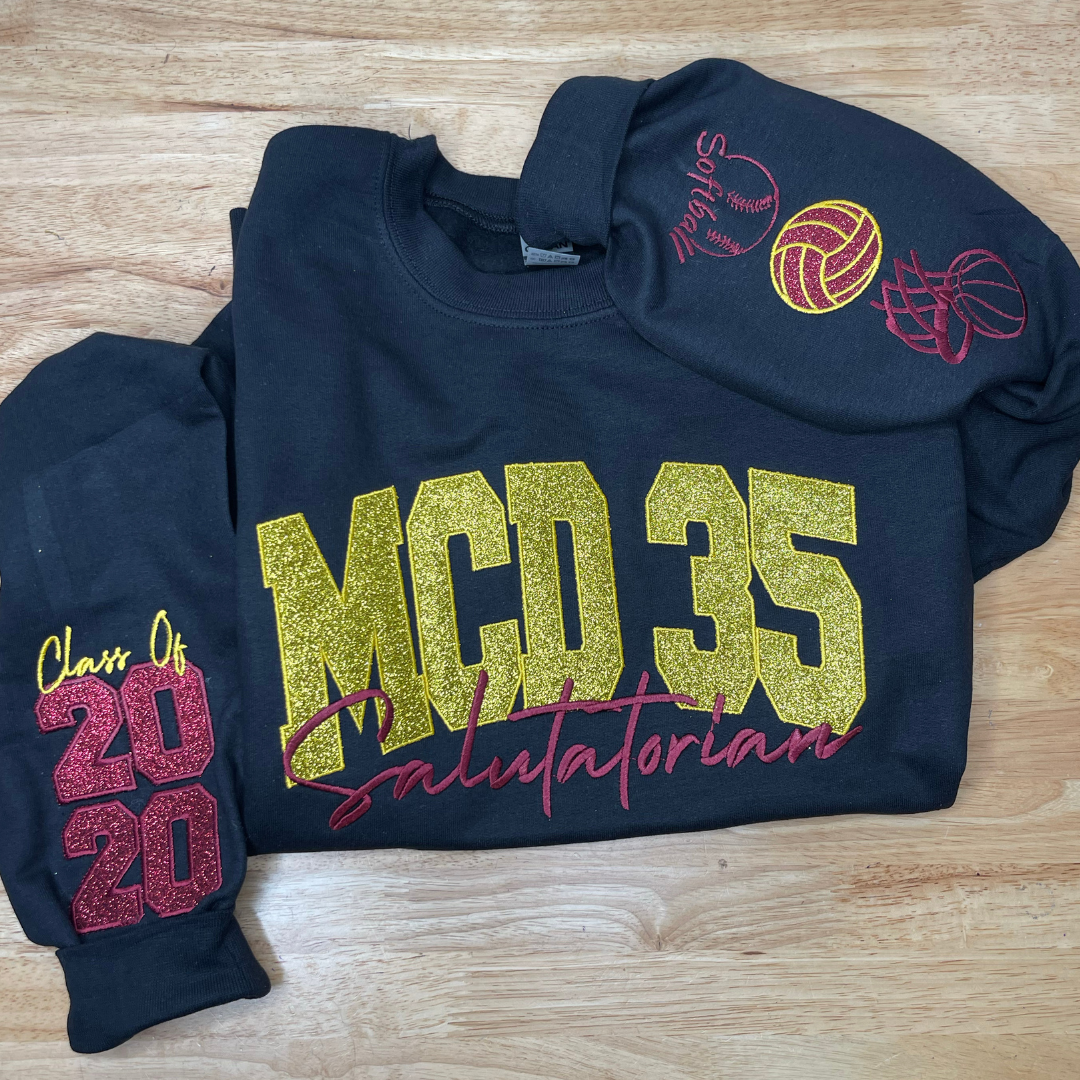 Custom Athletic Glitter Embroidered Sweatshirt