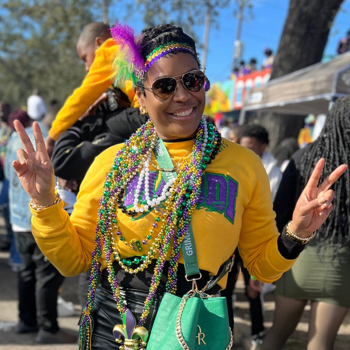 Mardi Gras Glitter Embroidered Sweatshirt